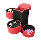 Red and Black fun jewelry holder. This little jewel does NOT take a lot of room but carries all you need to have.