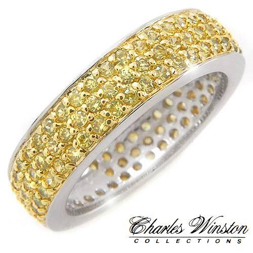 Charles Winston pave of over 3ctw yellow stone in solid sterling silver