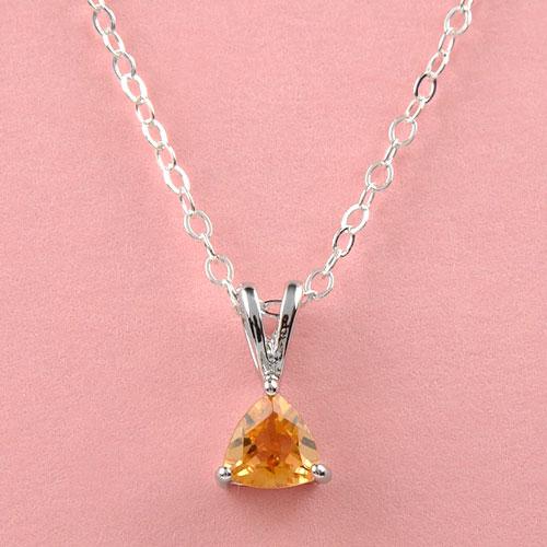 Genuine half  ct Citrine for the dainty on sterling silver 16 in. chain
