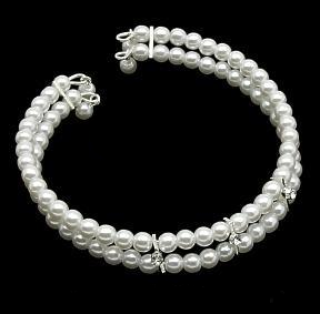 2 row Korean pearls with genuine  crystal and silver