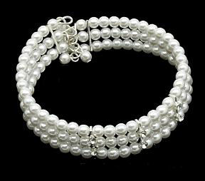  3 row 4mm pearls with genuine crystal