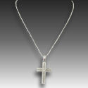 Silver and crystal 2inch cross drop 18 inch with 3in extension