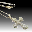 Gorgeous Gothic design in cross solid cz 2in 18in chain