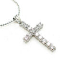 Ball chain with CZ cross 1 and half inch