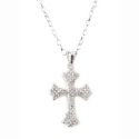 Silver and Rhinestone 2in drop cross 24Long with 4inch extension