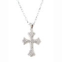 Silver and Rhinestone 2in drop cross 24Long with 4inch extension