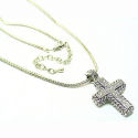 Designer cross with AAA CZ boxed in 35mm cross 16in chain Rhdoium pl