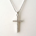 Silver 16in chain with 1in crystal cross, in silver