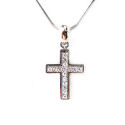 Silver Rhodium and Rhinestone 16in with 20mm cross