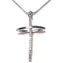 Designer Cross in white gold 2in cross 16in chain