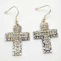 Designer Linear 2in drop cross earrings with Austrian crystal 30mm
