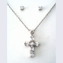 30mm drop cross pendant 16 inch with 3 ext. Stud earrings