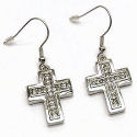  Austrian crystal silver 1.5in drop cross earring  20mm cross