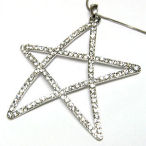 Rhodium crystal star 60x60mm on 28in chain