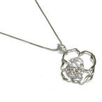  White gold rose 16in necklace
