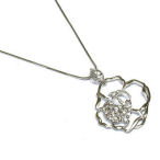 White gold rose 16in necklace
