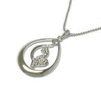 White gold 18in cat dangle tear drop necklace