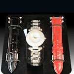 Ladies Crystal studded watch  showing 3 leather bands a one of a kind