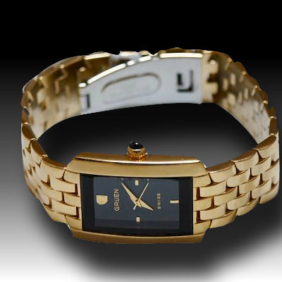 Gruen in stunning gold & black. clasp band