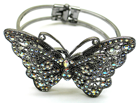 Half inch wide metal hinge with 70mm butterfly with crystals $55