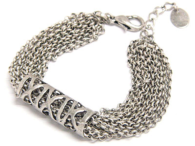  Rhodium designer multi chain link