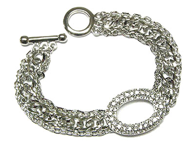 Rhodium and crystal  chain link bracelet