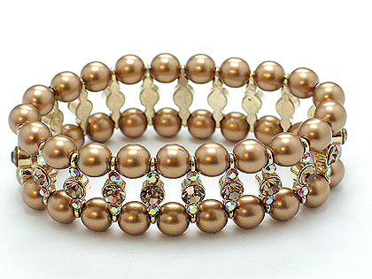 This sensational gold tone  2 row pearl and Austrian crystal is a timeless piece to own. $55