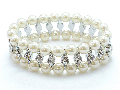 Beautiful pearl and Austrian crystal 2 row bracelet