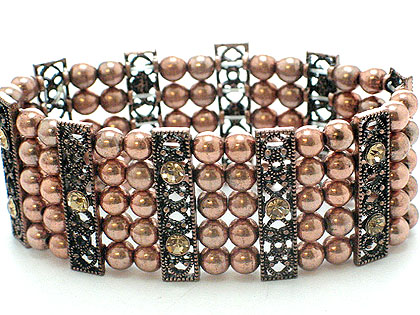 5 row beautiful metal beads and crystals $45