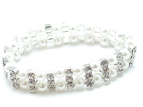 Austrian crystal 2 rows pearl and rhinestone $40 on order