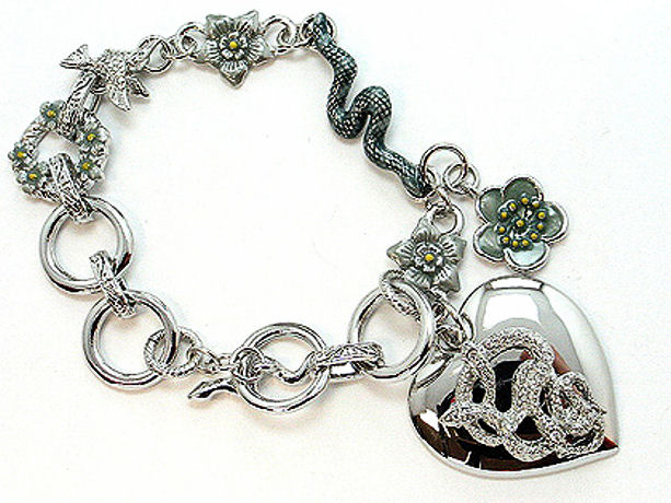 You can wear this 3D heart silver and crystal bracelet Yurman inspired with pride $30