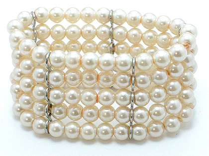 5 row glass pearl stretch bracelet $40