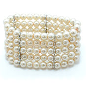 57347 $18 row glass pearl stretch bracelet VERY posh