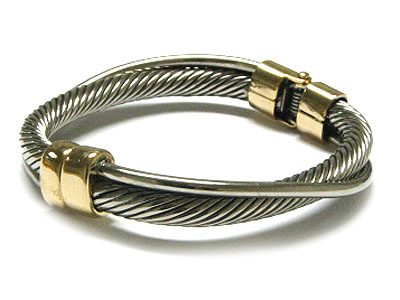  Designer gold and Rhodium swirl cable hinge bracelet $45