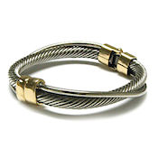 7352 $20 Unique Designer two tone gold swirl cable  hinged metal