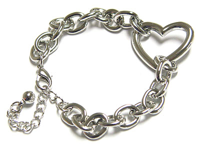 Rhodium big heart chain linked bracelet $25