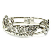 7360  $32 White Gold Designer crystal spring hinged