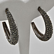 Hematite tone black diamond  Rhinestones1.58inL , half hoop earrings