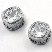 Designer Rhodium CZ 3-8ths post