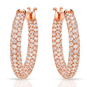 14k Rose Gold over Sterling 6.5grams 192 stone=3.85ctw 26mm Diam continous stones