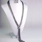 Silver multi chain tassel with clasp necklace 25