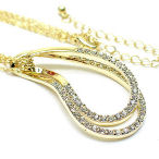 16in gold tone three strand, two in drop genuine crystals