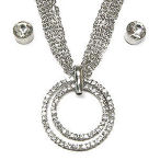 Designer double circle oflife with clear cz's   Rhodium set 16in