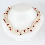 56.60gr 18 inch freshwater pearl and garnet