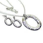 Designer 50mm oval with crystal charm and earrings