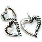 Rhodium 3 piece heart set no chain