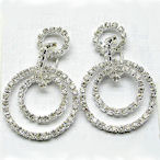 Austrian Crystals and rhinestone drop double hoop earrings