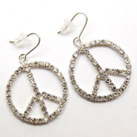 Designer Peace sign crystal rhinestone 1 half inch linear drop