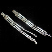 Elegant silver and crystal earrings 70mm drop