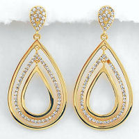 Gold Teardrop shaped 3inch long Designer earrings